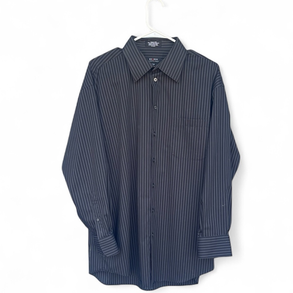 Black Y2K Casual Button Down Shirt with Vertical Pinstripes